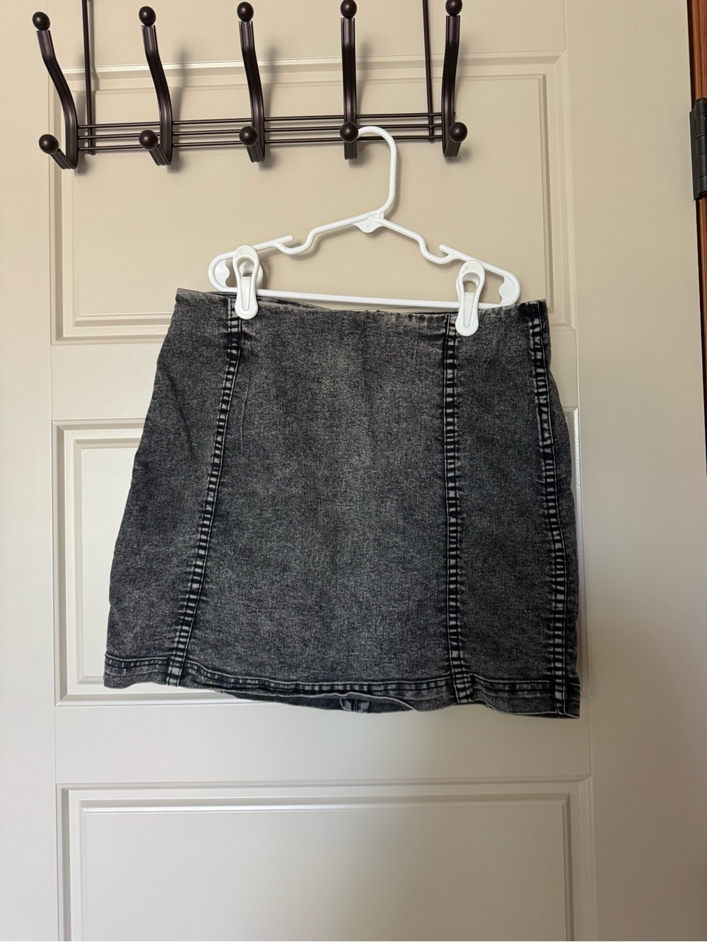 Mustard Seed Black Acid-Wash Denim Mini Skirt